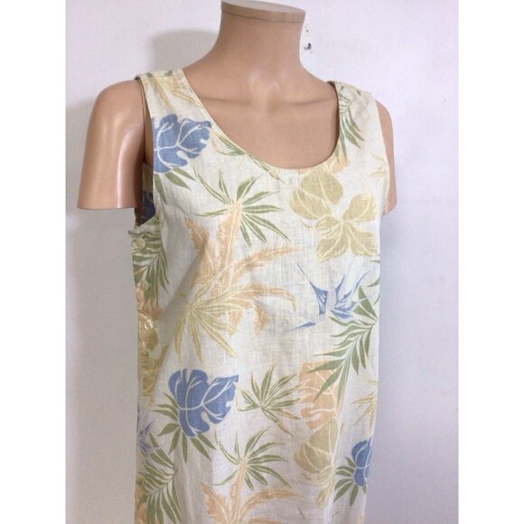 Jane Ashley Floral Linen Maxi Dress Resortwear Womens Medium - Picture 6 of 6